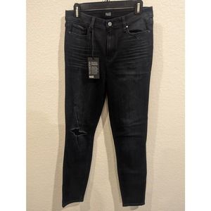 NWT PAIGE Hoxton Ultra Skinny Jeans  - Black, lightly distressed, Size 29